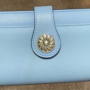 Light Blue Women's Wallet with Gold Sun Snap
